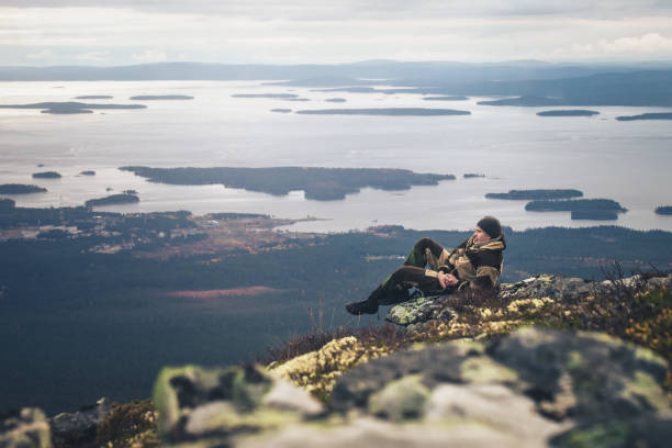 istock Tourist Traveler on the Mountain Peak 861434946