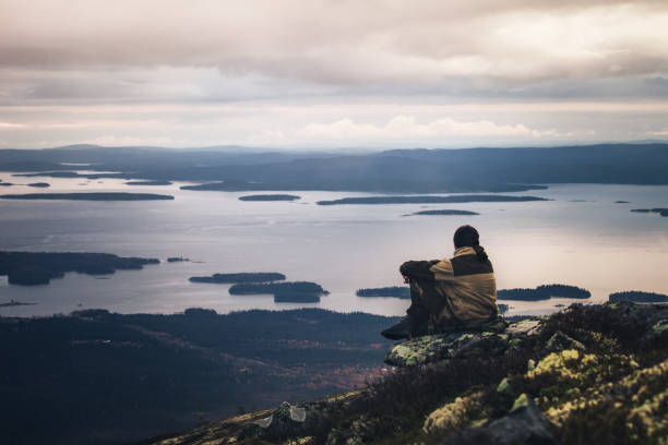 istock Tourist Traveler on the Mountain Peak 861435210