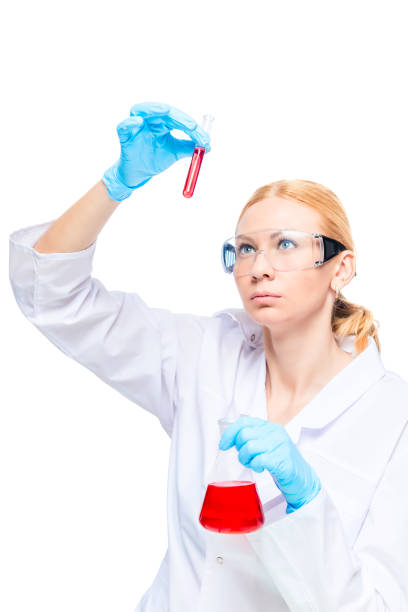 istock An experienced chemist examines the red substance in a test tube, makes experiments 861456764