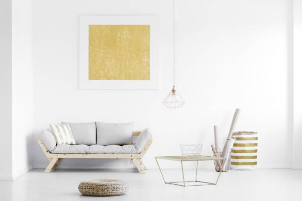 istock Golden poster on white wall 861457462
