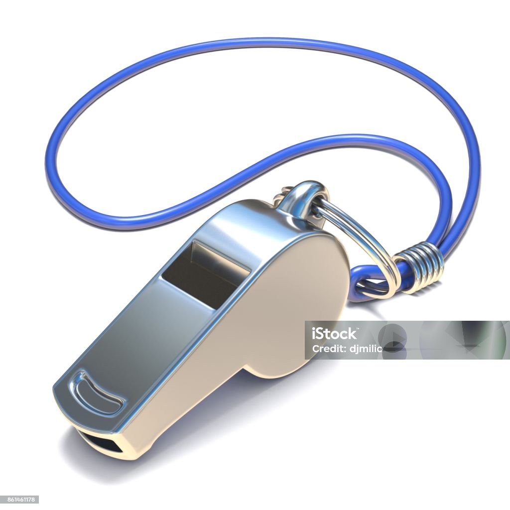 Metal whistle 3D Metal whistle 3D render illustration isolated on white background Whistle Stock Photo