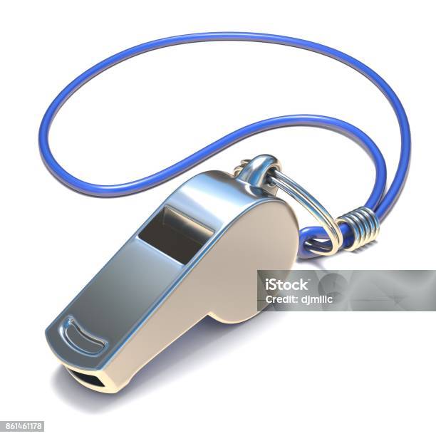 Metal Whistle 3d Stock Photo - Download Image Now - Whistle, Coach, White Background