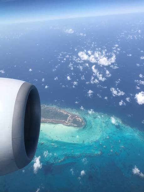 istock Flying over Caribbean island and sea 861467610