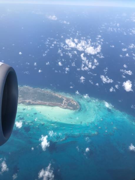 istock Flying over Caribbean island and sea 861467616