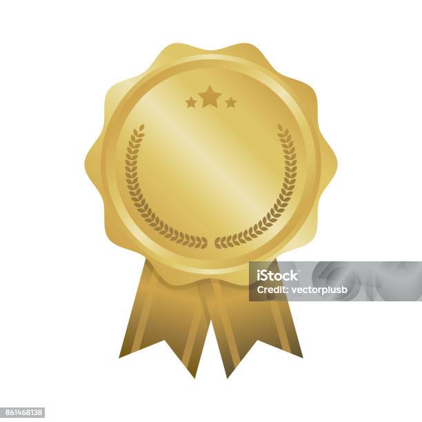 Vector Most Popular Gold Sign, Round Label Illustration. Royalty