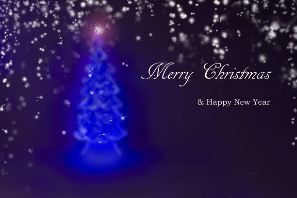 istock Christmas tree and New Year greeting card in violet blue colour. 861470640