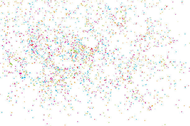 istock Colorful celebration background with confetti isolated on white, Abstract background with many splattered falling round glitter pieces. Sprinkle random pattern made of confetti blow drops. 861471364