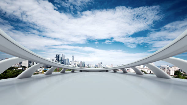istock empty marble floor with cityscape of modern city 861477480