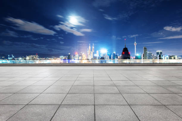 istock empty marble floor with cityscape of modern city 861480018