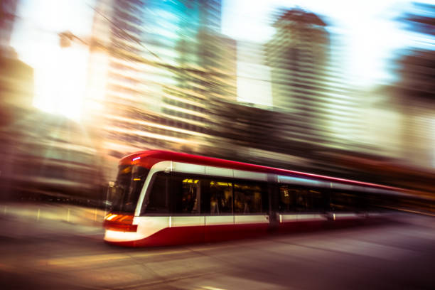 Streetcar in downtown Toronto's Financial District.
