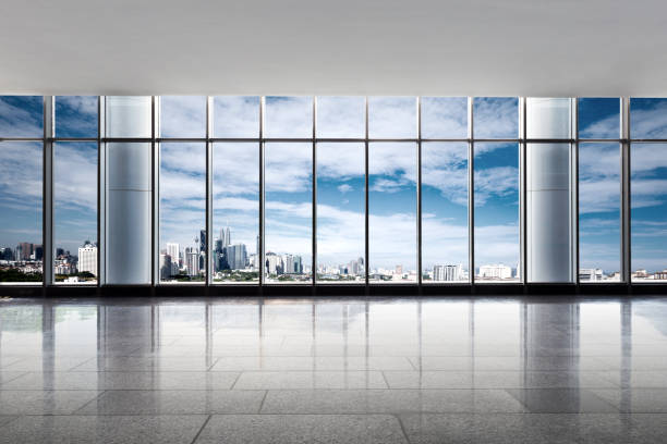 istock empty office with cityscape of modern city 861486116