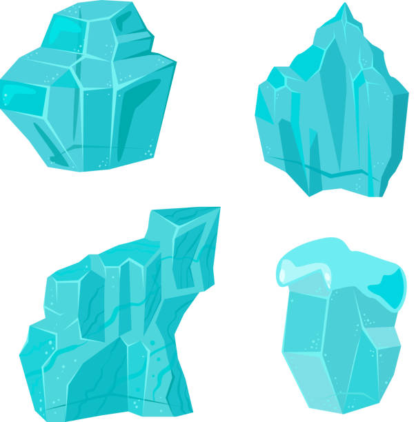 istock Realistic ice caps snowdrifts and icicles broken piece bit lump cold frozen block crystal winter decor vector illustration 861493124