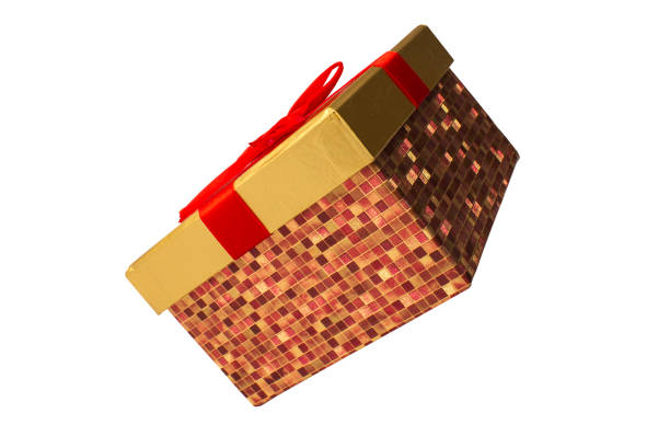 istock Gift box with a gold top and a red ribbon 861493296