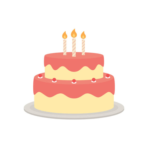 doğum günü pastası izole illüstrasyon vektör - pasta illüstrasyonlar stock illustrations