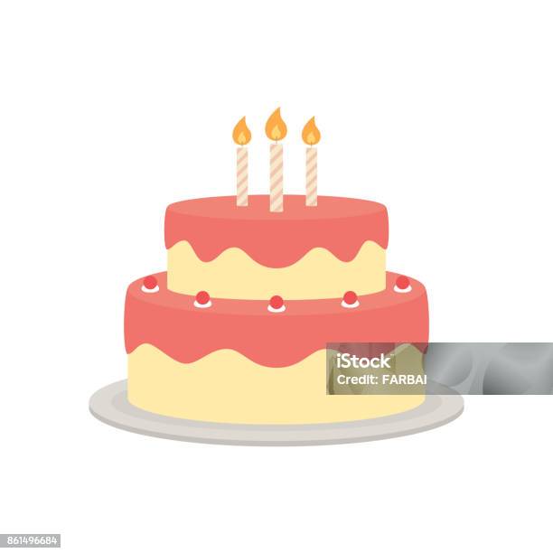 Birthday Cake Vector Isolated Illustration Stock Illustration - Download Image Now - Cake, Birthday Cake, Vector