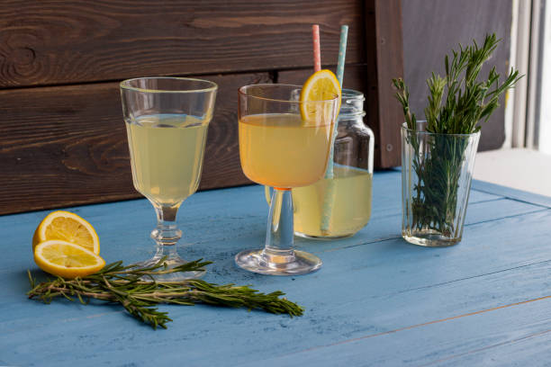 istock Delicious, fresh lemonade in glass goblets 861496776