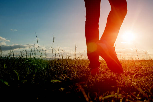 istock male walking with silhouette sunrise,sunrise. 861502462