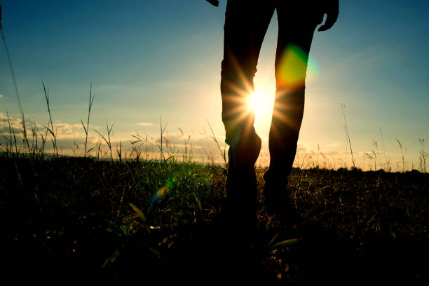 istock male walking with silhouette sunrise,sunrise. 861502592