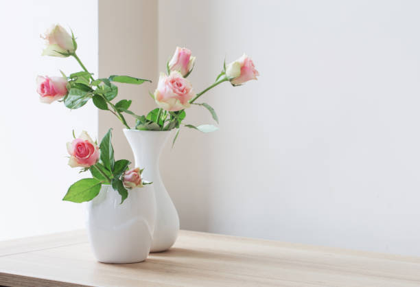 istock pink roses in vase on white background 861505064