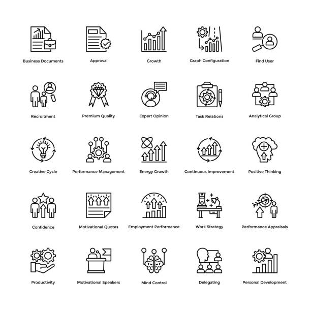 Project Management Line Vector Icons Set 12 If you were just about giving up and thinking of hiring a professional to create marvelous project management icons for your designs, then good save! This Project Management Line Vector Icons set is just Perfect. work motivational quotes stock illustrations