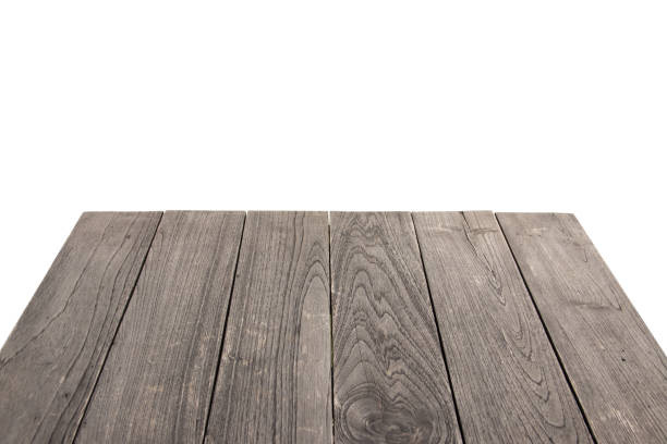 istock Old wooden table on white isolated background 861508312