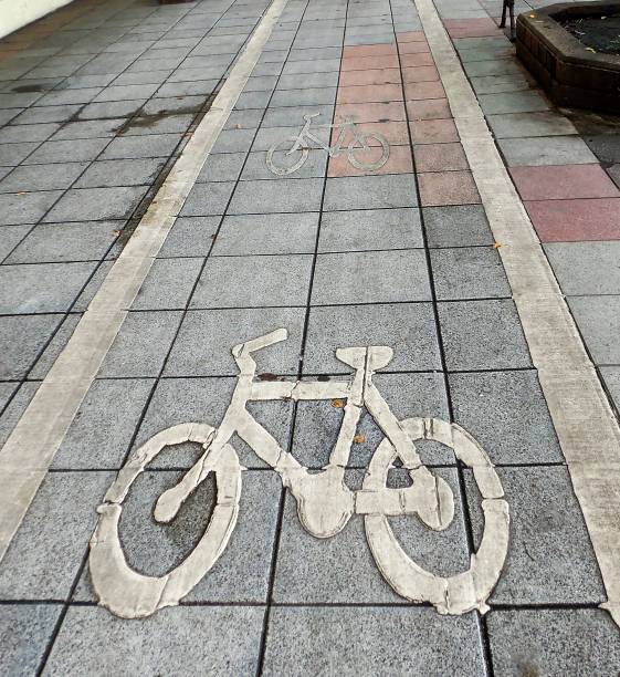 istock Road Sign for Bicycle Lane on Footpath 861508400
