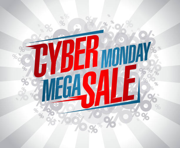 ilustrações de stock, clip art, desenhos animados e ícones de cyber monday mega sale banner design - mega pixels