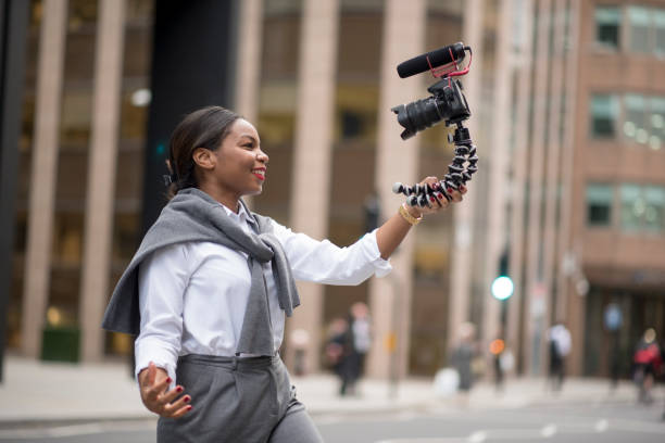 istock Businesswoman vlogging in London 861521552