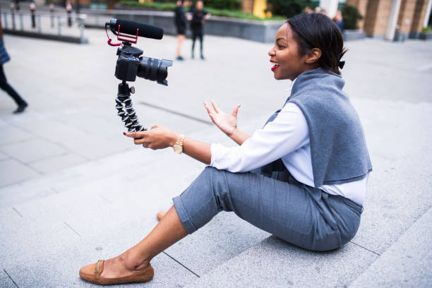 istock Businesswoman vlogging in London 861521598