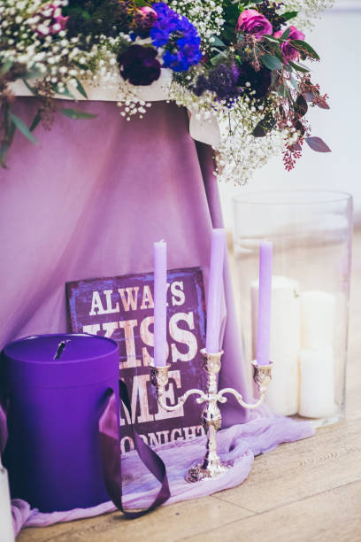 istock wedding decoration with cloth and candles 861530390