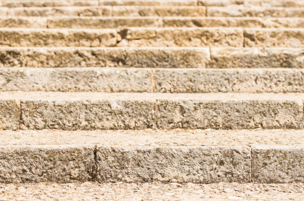 Background texture of cobblestone staircase.