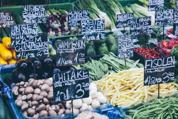 Appetizing market stalls in Vienna's famous Naschmarkt.