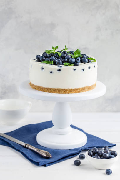 istock no baked cheesecake with fresh blueberry on white  background 861539208