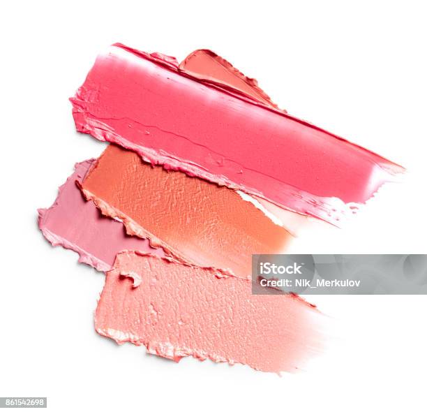 Smudged Lipsticks Stock Photo - Download Image Now - Make-Up, Lipstick, No People