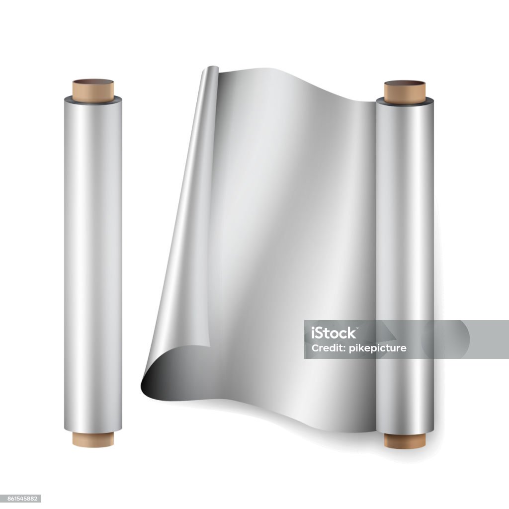 Aluminium Foil Roll Vector Close Up Top View Opened And Closed Realistic  Illustration Isolated On White Stock Illustration - Download Image Now -  iStock