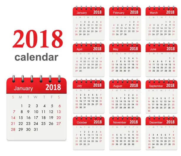 Vector illustration of Calendar 2018