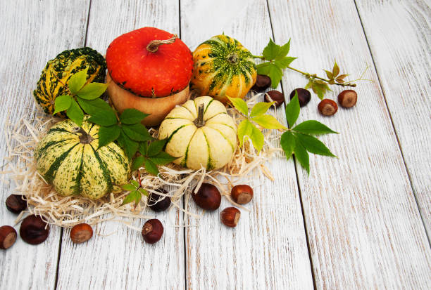 istock Pumpkins with autumn leaves 861549738