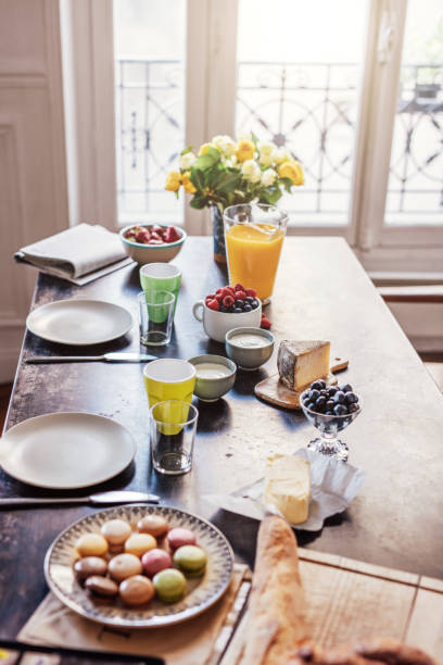 istock Breakfast with colorful Macarons and Baguette 861556700