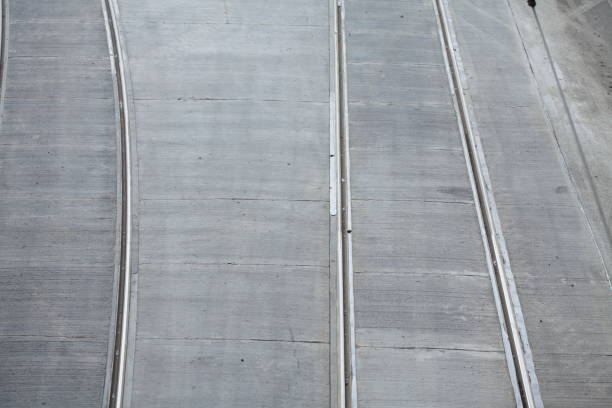istock Tram tracks, bird's eye view, asphalt 861556966