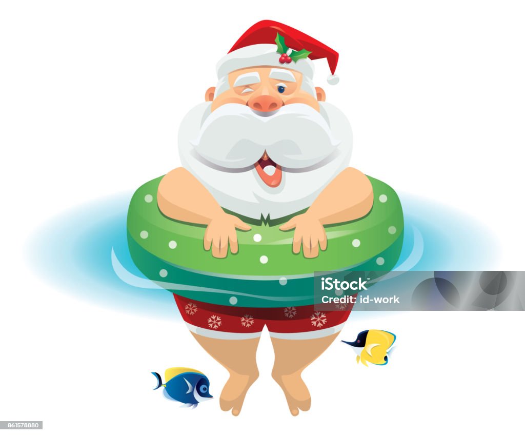 happy santa claus in buoy vector illustration of happy santa claus in buoy Santa Claus stock vector