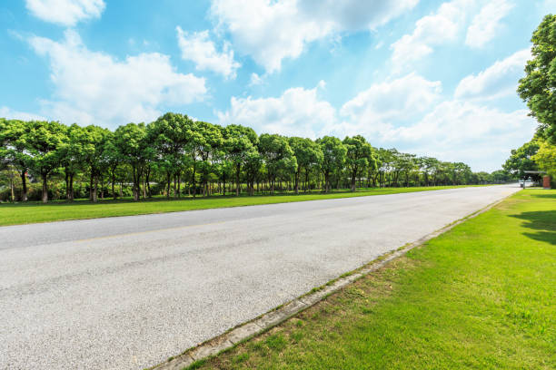istock asphalt road and green forest under the blue sky 861579738