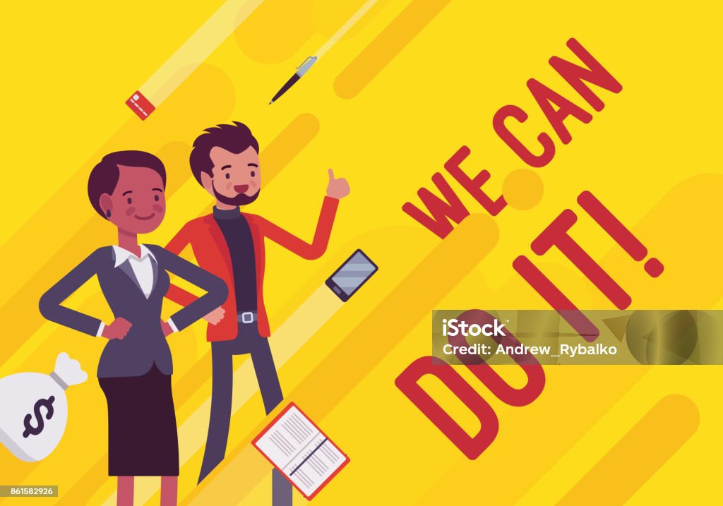 We Can We Can Do It Business Motivation Poster Stock Illustration - Download ...
