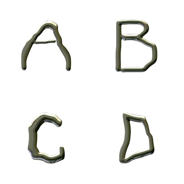 istock A-B-C-D letters made with mercury metal liquid. Isolated on white. 861587076