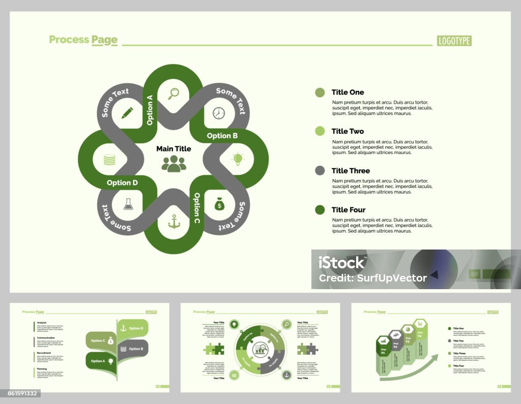 4 Types Template Four Slide Template Set Stock Illustration - Download Image Now - Four ...