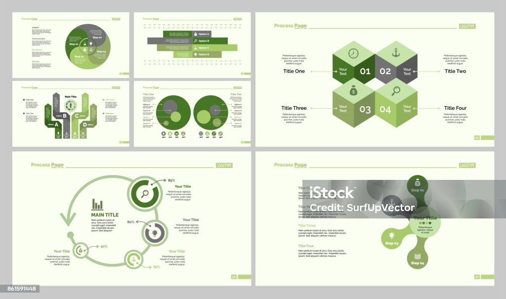 Seven Analysis Slide Templates Set Stock Illustration - Download Image ...