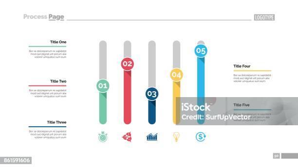 Five Columns Chart Slide Template Stock Illustration - Download Image Now - Bar Graph, Architectural Column, Graph