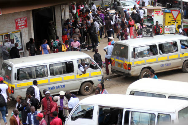 Nairobi, Kenya - July 09, 2017: Left hand side driving in Nairobi, Kenya.