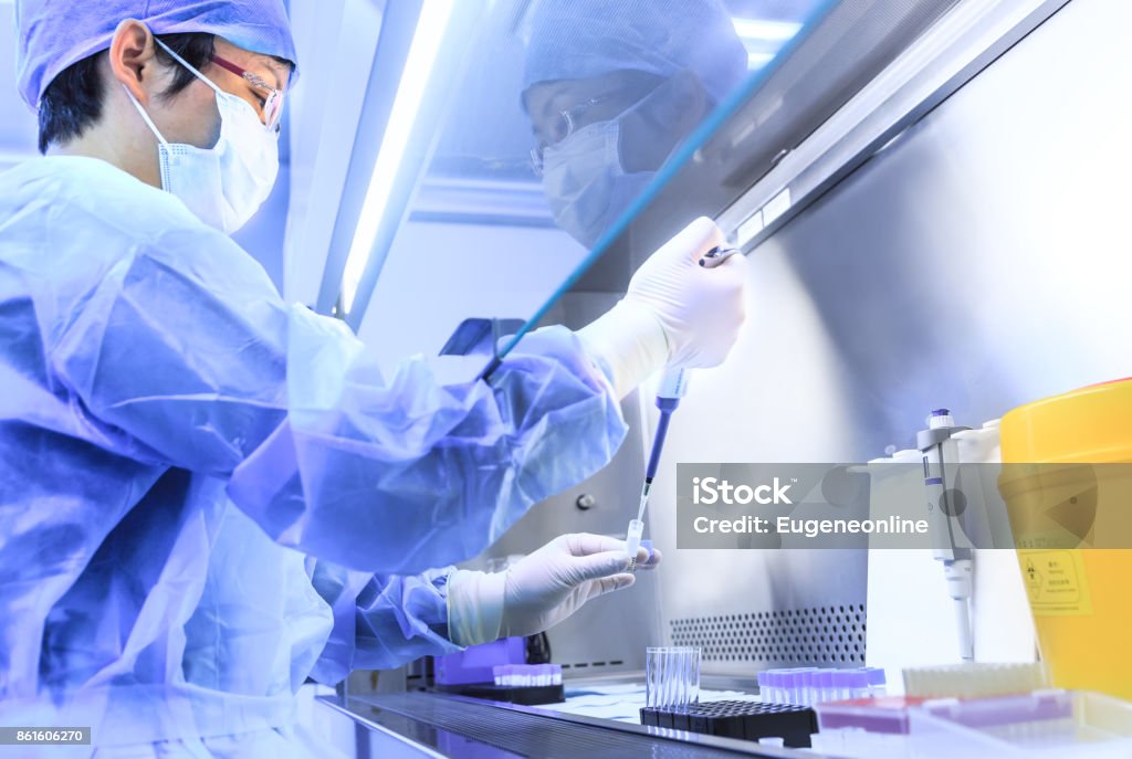 The scientist experimented in the laboratory Stem Cell Stock Photo