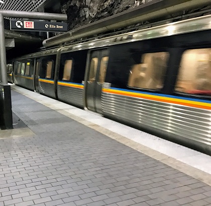 Photo of a MARTA train at the Peachtree Street Station