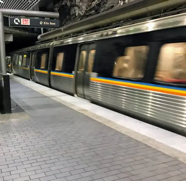 Photo of a MARTA train at the Peachtree Street Station